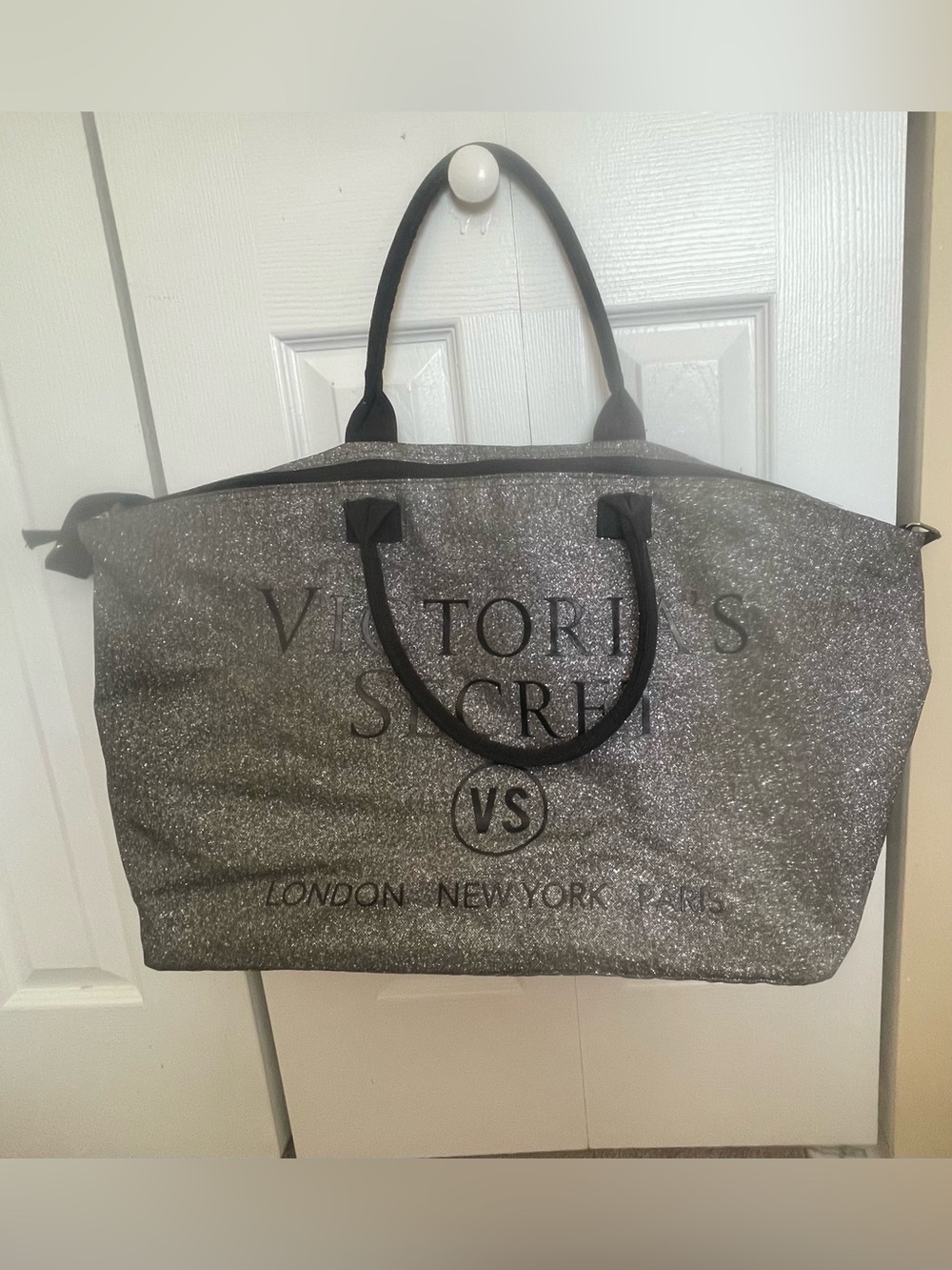 Victoria's Secret Silver Glitter Weekend Tote
